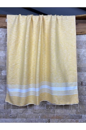 El Dokuması Pamuklu Sarı 90x190 Plaj Sauna Peştemal