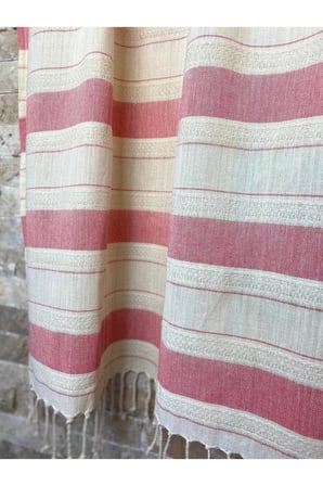 Ketenli Pamuklu Kırmızı 90X190 Peştemal
