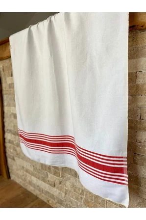 El Dokuması Pamuklu Kırmızı 90x190 Plaj Sauna Peştemal