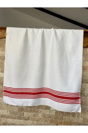 El Dokuması Pamuklu Kırmızı 90x190 Plaj Sauna Peştemal