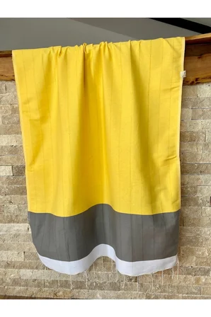 El Dokuma Pamuklu Sarı 90x190 Plaj Sauna Peştemal