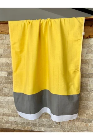 El Dokuma Pamuklu Sarı 90x190 Plaj Sauna Peştemal
