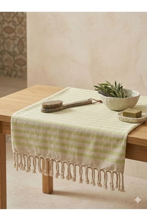  Pamuk Çift Taraflı Fıstık Yeşili Pestemal Plaj Havlusu Banyo Havlusu 90X180 Cm