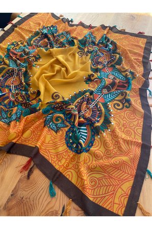 Etnik 110 x 110 cm Pareo Eşarp Şal Paisley 1757089