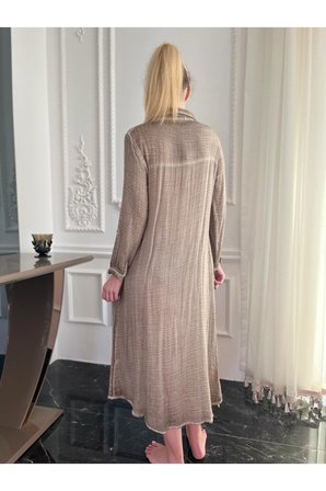 Kadın Organik Pamuk Uzun Gömlek Elbise Kimono