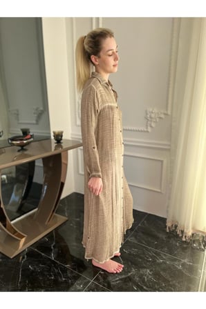 Kadın Organik Pamuk Uzun Gömlek Elbise Kimono