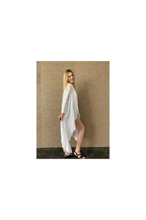 Organik Keten Kumaş Asimetrik Kimono