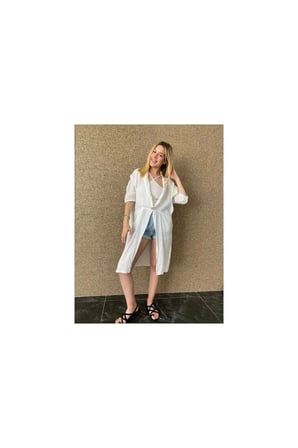 Kadın Beyaz Organik Keten Kimono