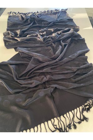 Siyah Elegansa Omuz Atkısı Kaşmir Dokulu Şık Şal Kasmir Sal (Cashmere)