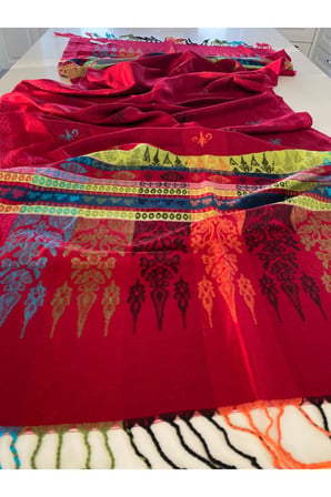 Çok Renkli Elegansa Omuz Atkısı Kaşmir Dokulu Şık Şal Kasmir Sal (Cashmere)