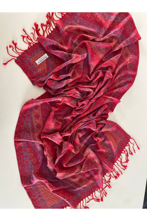 Kırmızı İndigo Elegansa Omuz Atkısı Kaşmir Dokulu Şık Şal Kasmir Sal (Cashmere)