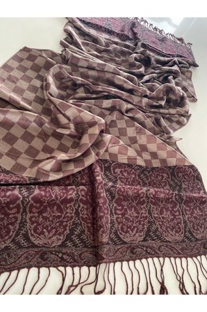 Kahverengi Elegansa Omuz Atkısı Kaşmir Dokulu Şık Şal Kasmir Sal (Cashmere)