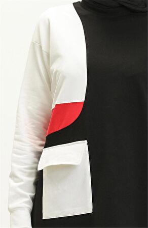 Sıfır Yandan Cep Detaylı Ribanalı İkili Eşofman Spor Takımı - 70086 - Siyah