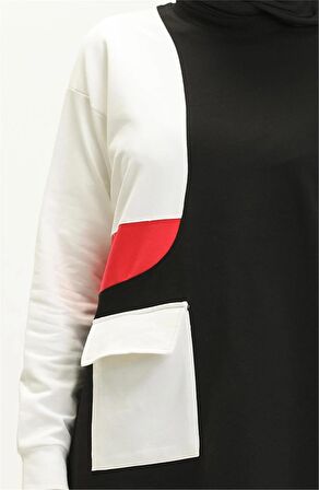 Sıfır Yandan Cep Detaylı Ribanalı İkili Eşofman Spor Takımı - 70086 - Siyah