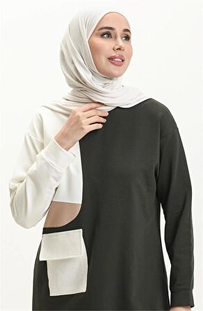 Sıfır Yandan Cep Detaylı Ribanalı İkili Eşofman Spor Takımı - 70086 - Haki