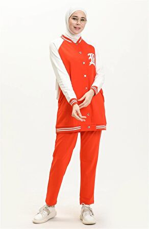 Lale Çıtçıt Detaylı Bomber İkili Kolej Spor Takım - 70089 - Oranj