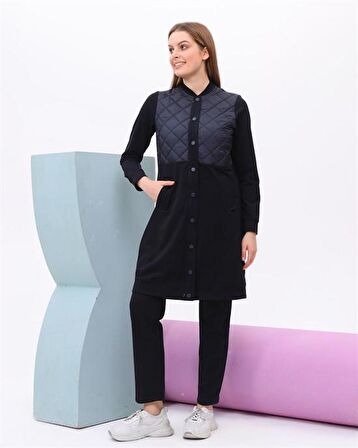 Hayal Kapitone Detaylı Bomber İkili Takım - 71000 - Lacivert