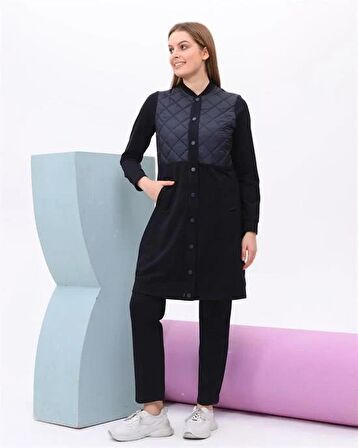 Hayal Kapitone Detaylı Bomber İkili Takım - 71000 - Lacivert