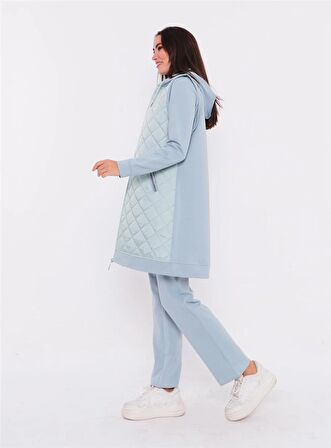 Minimal Kapitoneli Yelekli Spor Üçlü Takım - 70060 - Buz Mavisi