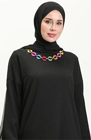 Candy Kolye Detaylı Tunik Pantolon İkili Takım - 71136 - Siyah