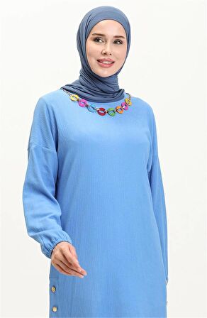 Candy Kolye Detaylı Tunik Pantolon İkili Takım - 71136 - Saks