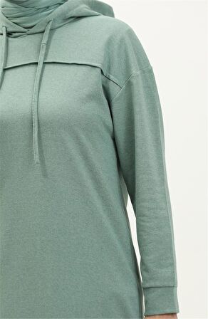 Uzun Tunik Kapşonlu Kenardan Yırtmaçlı İkili Spor Takım - Çağla Yeşili - AK06006.03034