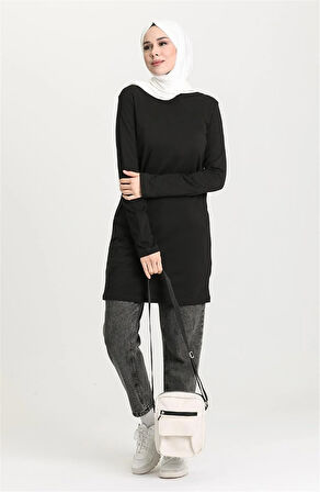 Doğa Sade Basic Tunik - 06016 - Siyah