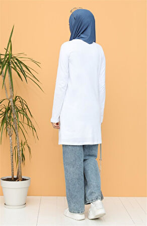 Doğa Sade Basic Tunik - 06016 - Beyaz