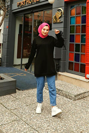 Akasya Fiyonk Detaylı Sweatshirt - 71106 - Siyah