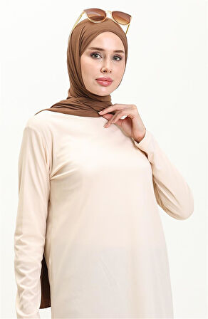 Doğa Sade Basic Tunik - 06016 - Krem