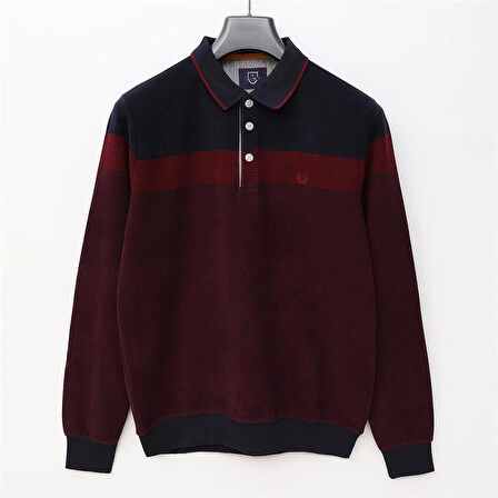 Erkek Uzun Kol Polo Yaka Sweat - CZT-103 - Lacivert - Bordo