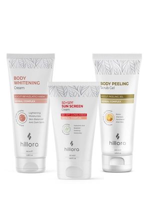 Vücut Beyazlatıcı Krem + Güneş Kremi 50 Spf + Vücut Peeling Jel Vücut Bakım