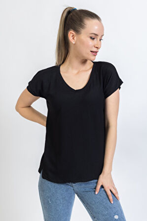 Kadın V Yaka Raşel T-Shirt