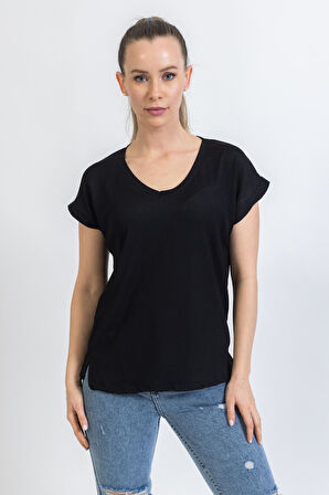 Kadın V Yaka Raşel T-Shirt