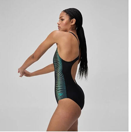 Speedo Medalist Printed Kadın Yüzücü Mayosu