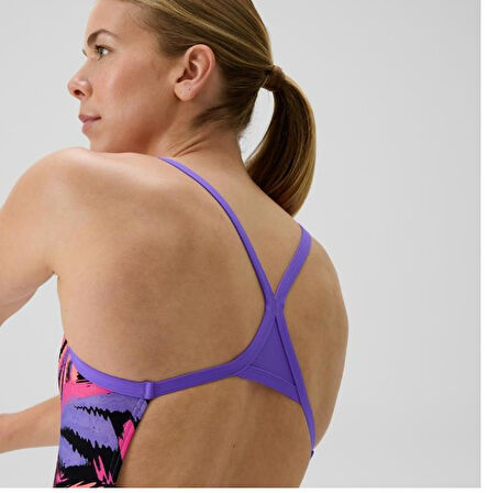 Speedo Printed Turnback Kadın Yüzücü Mayosu