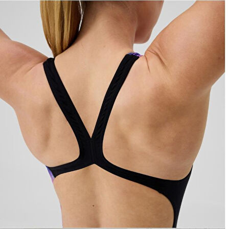 Speedo Printed Powerback Kadın Yüzücü Mayosu