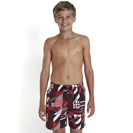 Speedo Leisure 15" Şort Mayo - Siyah/Kırmızı