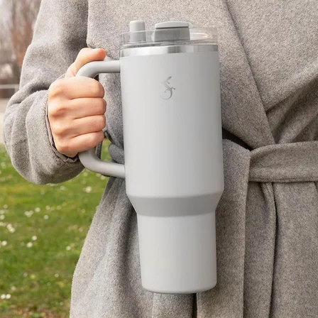 Lurch - “Big Cup” 1.2 L Granit Gri, Paslanmaz Çelik Termos - Uzatılabilir Pipetli, Çift Cidarlı, Sızdırmaz - 240878