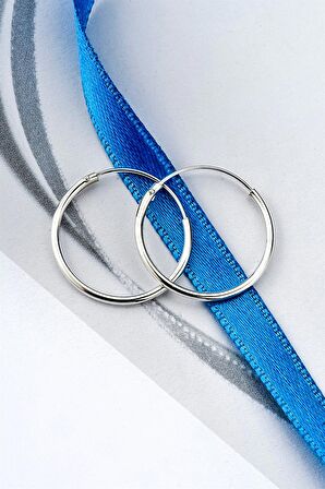 Gümüş 1.6 mm Düz Halka Model  Küpe