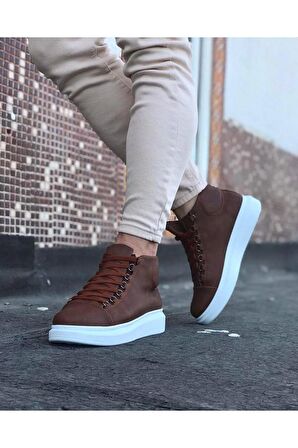 WG032 Taba Bağcıklı Sneakers  Yarım Bilek Bot 