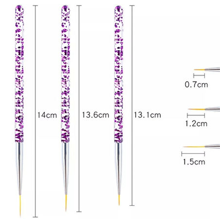 Nail Art çizim fırça seti (Mor)