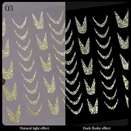 3D Reflektif efekt nail art sticker  model - 3 (55881-3)