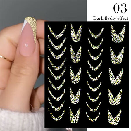 3D Reflektif efekt nail art sticker  model - 3 (55881-3)