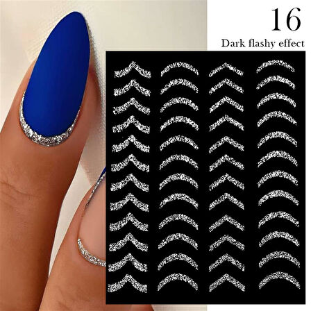 3D Reflektif efekt nail art sticker  model - 16 (55881- 16)