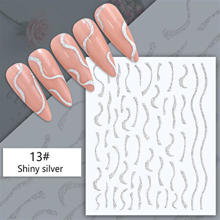 3D Reflektif efekt nail art sticker  model - 18 (55881- 18)