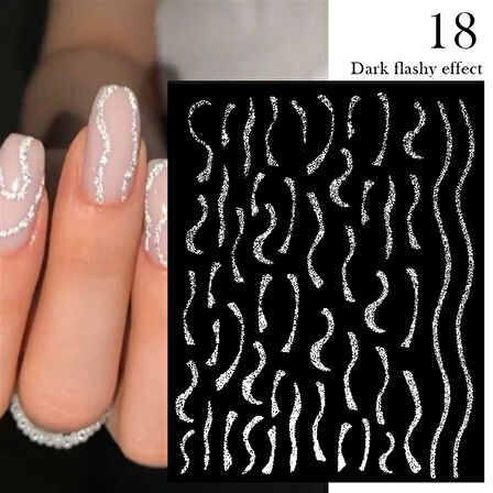 3D Reflektif efekt nail art sticker  model - 18 (55881- 18)