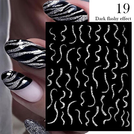 3D Reflektif efekt nail art sticker  model - 19 (55881-19)