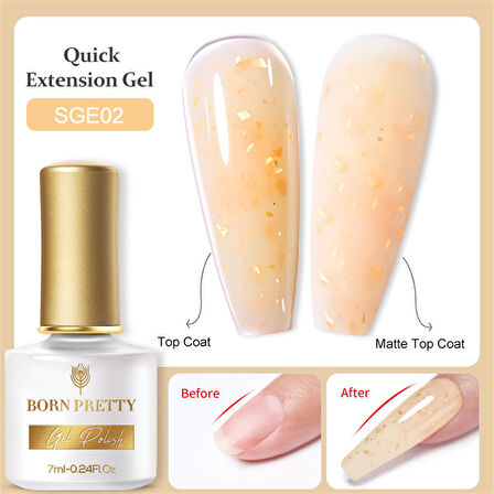 BORN PRETTY 7ml Gold Flakes Glitter Quick Building Gel SGE02 (55453)