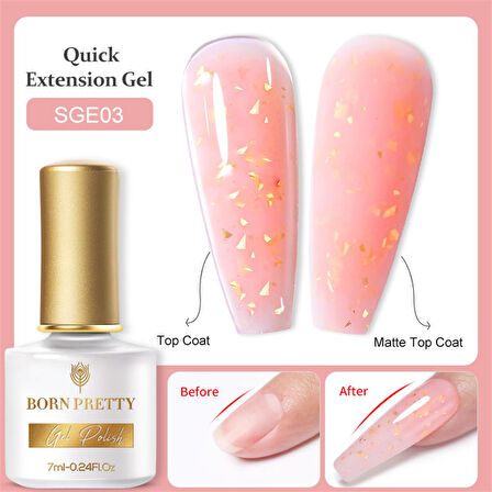 BORN PRETTY 7ml Gold Flakes Glitter Quick Building Gel SGE03 (55453)